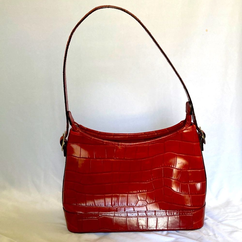 El Portal Genuine Leather Croc Embossed Handbag